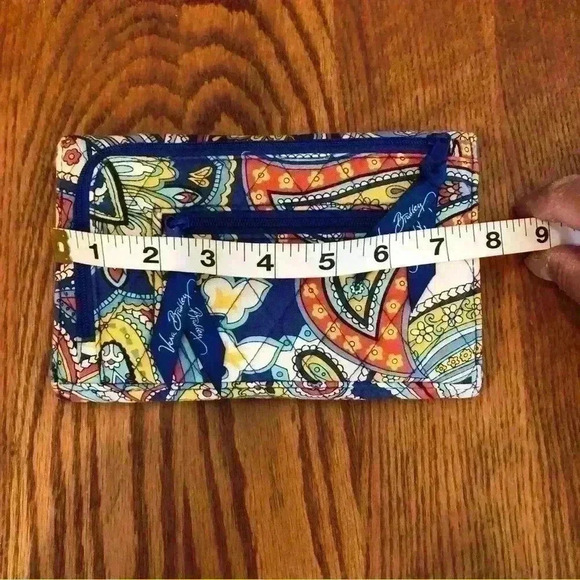 Vera Bradley, Paisley Print Wallet, White/Blue/Yellow, Red, 8”x4.5” - Picture 6 of 8